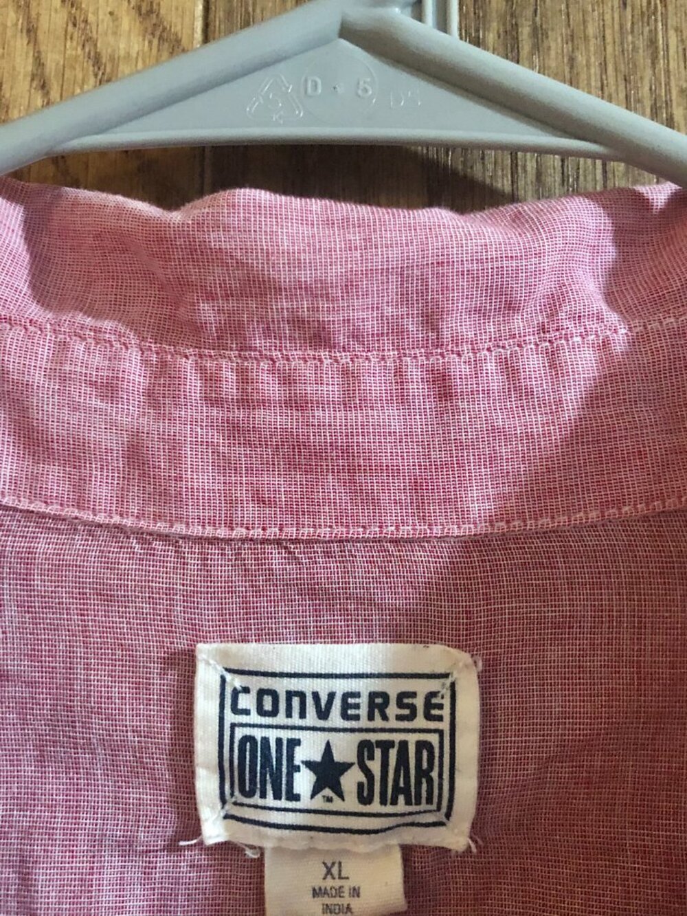 Vtg Y2K Converse M One Star Dusty Rose Chambray Utility Shirt RollTab Sleeve - Picture 5 of 7